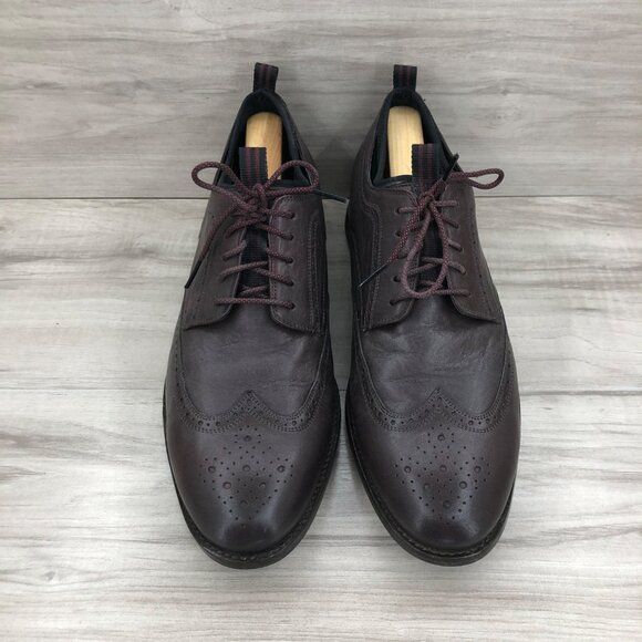 Cole Haan Oxfords Mens 10.5 Grand OS Holland Long Burgundy Leather Wingtip Shoes